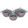 Turkish Pink Granite Set With Stainless Steel Handle Glass Cover, 9 Pieces