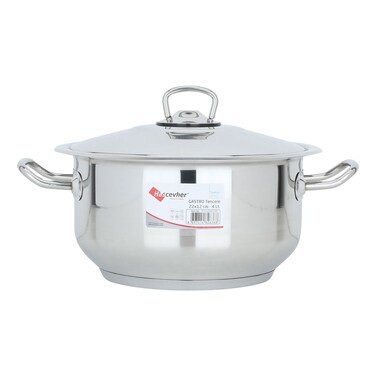 وعاء فولاذي، 22×12 سم - فضي