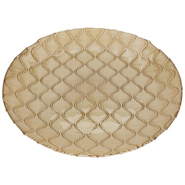 Al Saif Gallery Glass Serving Plate, 28x28x3 cm - Gold