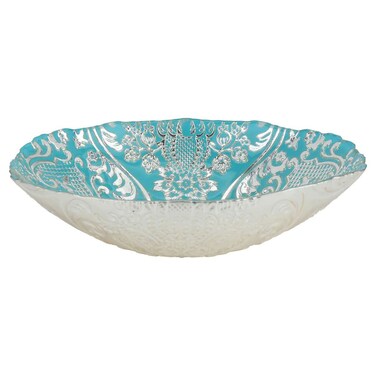 Saif Gallery Glass Serving Bowl, 21 x 15.6 x 4.9 cm - Turquoise