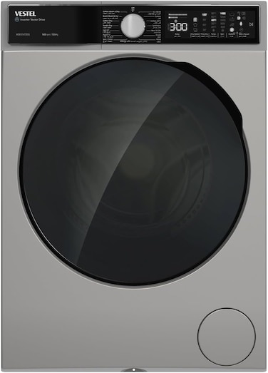 Vestel Washing Machine WDB1014T3DSS Full Drying, Large Capacity, Energy-Saving Inverter Motor, 1400 Cycles Fast Spin, Silver (Installation Not Included)