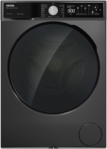 Vestel WDB1014T3DXS Washing Machine, Full Dry, Large Capacity, Energy-Saving Inverter Motor, 1400 Cycles Fast Spin, Dark Silver (Installation Not Included)