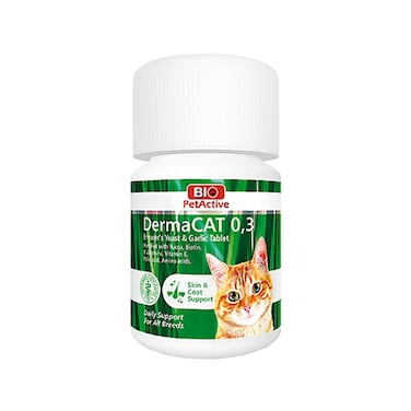 بيو بيت أكتيف ديرماكات ٠.٣ - أقراص الثوم للقطط - ٧٥ قرصًا - ٢٢.٥ غرام