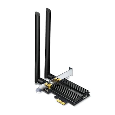 محول تي بي-لينك بي سي اي اركارTX50E AX3000 WiFi 6 PCIe مع بلوتوث 5.0 (هوائي متعدد الاتجاهات، شريحة انتل واي فاي 6، حوض حراري، معيار تشفير WPA3، ادراج توفير المساحة) اسود
