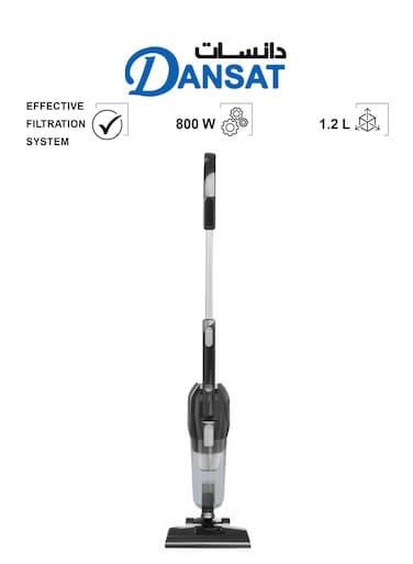 مكنسة كهربائية محمولة من دانسات - 2 في 1 - سلك بطول 5 أمتار مع قابس BS سعة 1.2 لتر وقوة 800 وات Danvc812St أسود