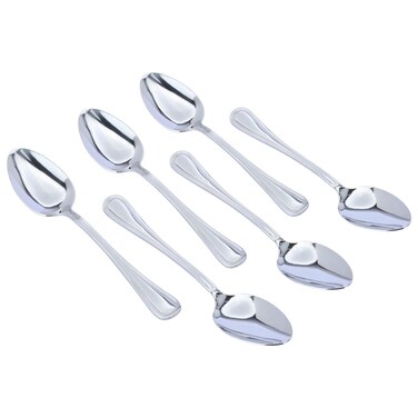 طقم ملاعق عشاء من الستانلس ستيل من سولا - سيف غاليري، سادة، 6 قطع - فضي