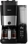 Philips All-In-One Brew Drip Coffee Maker, With Built-In Grinder, 1.25L, Up To 15 Cups, Glass Jug, Auto Off Function, Timing Controlled Brewing Program, Duo Beans Container, HD7900/50, Black/Silver