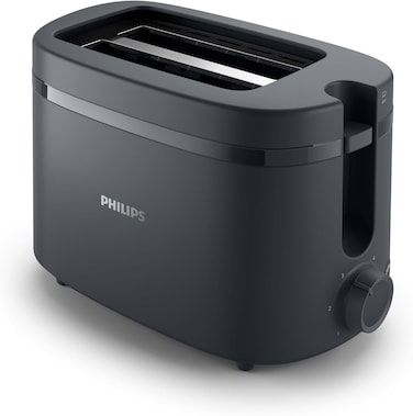 Philips Toaster 650W, 6 Adjustable Browning Levels, Automatic Shut-Off, Instant Stop Button, Removable Crumb Tray, Cord storage, Charcoal Grey - HD2510/90