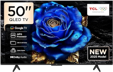 TCL Television 50 Inch Smart TV 4K QLED Colorful Quantum Crystal HDR 10+ Gaming Google TV, Dolby Vision Atmos, DTS Virtual X, MEMC, Voice Control, Game Master with Slim Design-50P71K (2025 Model)