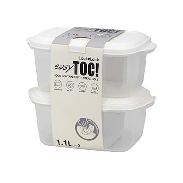 LocknLock Easy Toc Container 2-Pieces Set, 1.1 Liter Capacity, Beige