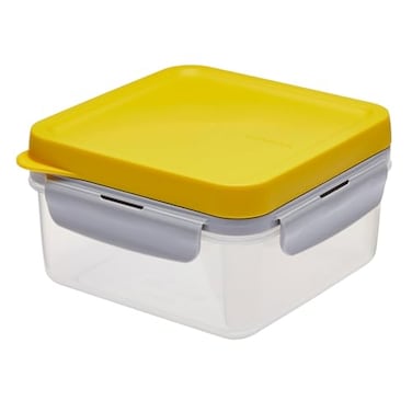 LocknLock To-Go Lunch Box - Lunch Box With 2 Compartments - Made Of Transparent Plastic Bpa Free - Leak-Proof - Square, 1.2 Litre, Yellow