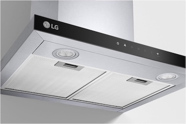 ال جي شفاط مطبخ يثبت على الحائط، 90 سم، تصميم على شكل حرف T، ستانلس ستيل، تحكم ذكي بالواي فاي (غير شامل التركيب)