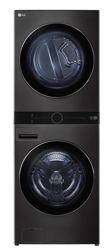 ال جي غسالة أوتوماتيك كومبو ، تحميل أمامي, مع نشافة, 25 كيلو, 6 برامج, غسيل توربو 360 , أسود