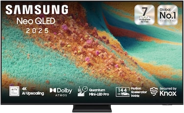 تلفزيون نيو QLED بدقة 4K ميني ليد مع معالج NQ4 AI الجيل الثاني وتقنية كوانتوم ماتريكس بلس مع دولبي اتموس ونيو كوانتوم HDR+ من سامسونج، 75 بوصة، QN85F، QA75QN85FAUXSA، نسخة السعودية 2025