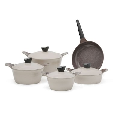 Beige Korean Granite Cookware Set, 9 Pieces