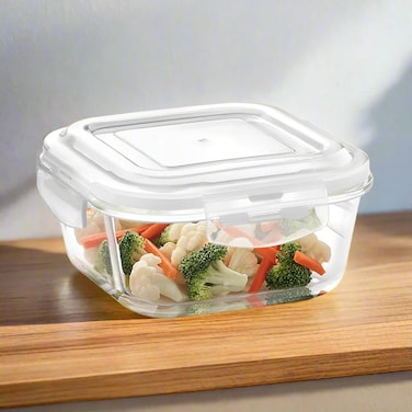 Multipurpose Klip n Store Square Glass Container 1L   Oven, Microwave &amp; Freezer Safe
