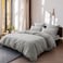 Microfiber Hotel Comforter Sets, Fits 160 cm x 200 cm Size Bed, Duvet Filling Included, 5 Pcs Queen Size, Hotel Stripe Pattern, Grey