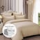 Microfiber Hotel Comforter Sets, Fits 200 cm x 200 cm Size Bed, Duvet Filling Included, 9 Pcs King Size, Hotel Stripe Pattern, Medium Beige
