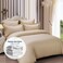 Microfiber Hotel Comforter Sets, Fits 120 cm x 200 cm Size Bed, Duvet Filling Included, 5 Pcs Single Size, Hotel Stripe Pattern, Medium Beige