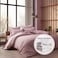 Microfiber Hotel Comforter Sets, Fits 160 cm x 200 cm Size Bed, Duvet Filling Included, 5 Pcs Queen Size, Hotel Stripe Pattern, Purple Pink