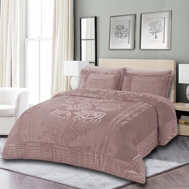 Velvet Comforter Sets, 5 Pcs Single Size, Fits 120 x 200 cm Single Size Bed, With Removable Filling, Soft, Warm, Purple Grey