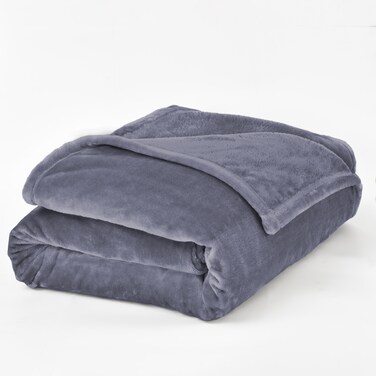 بطانية مخمل خفيفه بمقاس مفرد، 350 جم/متر مربع، 230 × 170 سم، صوف إضافي فائق النعومة لجميع فصول السنة، تستخدم كغطاء للسرير والأَرِيكَة، أزرق