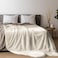 Lightweight Velvet Blanket, 350GSM, Double Size 260 x 240 cm, Extra Soft All Season Fleece Blanket, Bed And Sofa Blanket, Cream