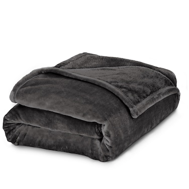 بطانية مخمل خفيفه بمقاس مفرد، 350 جم/متر مربع، 230 × 170 سم، صوف إضافي فائق النعومة لجميع فصول السنة، تستخدم كغطاء للسرير والأَرِيكَة، رمادي غامق