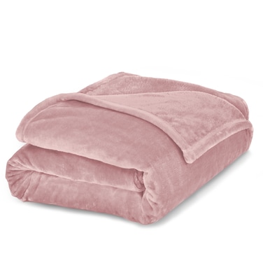 Lightweight Velvet Blanket, 350GSM, Double Size 260 x 240 cm, Extra Soft All Season Fleece Blanket, Bed And Sofa Blanket, Light Pink
