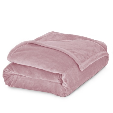Lightweight Velvet Blanket, 350GSM, Double Size 260 x 240 cm, Extra Soft All Season Fleece Blanket, Bed And Sofa Blanket, Purple Pink