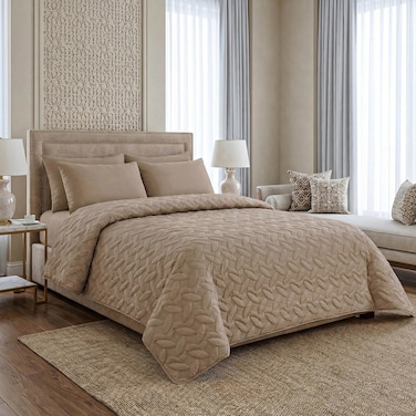 3Piece Microfiber Bedspread Set, Fits 160 x 200 cm Queen Size Bed, Queen Size Compressed Comforter Set,Brown