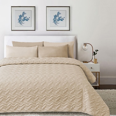 مفرش مضغوط مفرد ونص من المايكروفايبر، يناسب سرير بحجم 160 × 200 سم، 3 قطع، رمادي فاتح