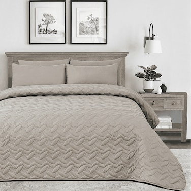 مفرش مضغوط مفرد ونص من المايكروفايبر، يناسب سرير بحجم 160 × 200 سم، 3 قطع، رمادي جديد