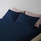 Queen Microfiber Sheet Set, Queen Size 3 Pieces, Hotel Stripes Design, Dark Blue