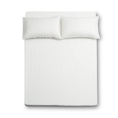 Queen Microfiber Sheet Set, Queen Size 3 Pieces, Hotel Stripes Design, Ivory