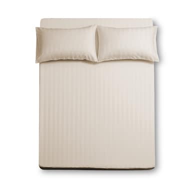 Queen Microfiber Sheet Set, Queen Size 3 Pieces, Hotel Stripes Design, Light Grey