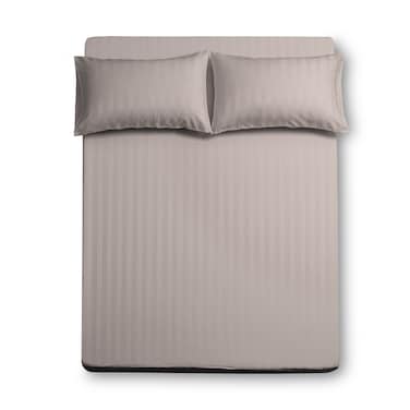 طقم شرشف مزدوج من الميكروفايبر، الحجم كينج 3 قطع، بتصميم خطوط فندقية، رمادي جديد