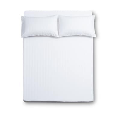 Queen Microfiber Sheet Set, Queen Size 3 Pieces, Hotel Stripes Design, White