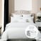 Cotton Hotel Comforter Sets, Fits 120 cm x 200 cm Size Bed, 5 Pcs Single Size, With Removable Filling, 100% Cotton, 240 Thread Count, Hotel Stripe Pattern, Ivory