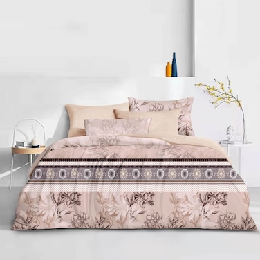 مفرش صيفي مفرد من مايكروفايبر، يناسب سرير بحجم 120 سم × 200 سم،  4 قطع، مع الحشوة، قهوة