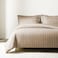 Cotton Hotel Duvet Cover Sets, Fits 120 cm x 200 cm Size Bed, 4 Pcs Single Size, 100% Cotton, 240 Thread Count, Hotel Stripe Pattern, Purple Camel