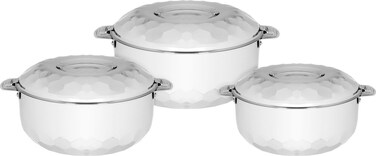 طقم علب سيف جاليري، 3.5-5-2.5 لتر، 3 قطع - فضي