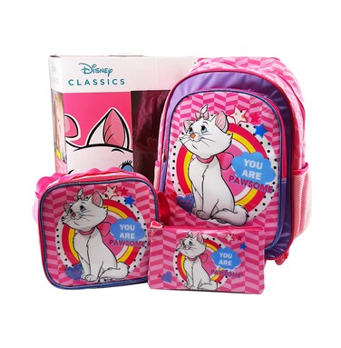 Disney Classics The Aristocats 3 in 1 School Set, 16 Inch Trolley Bag with Lunch Bag and Pencil Case