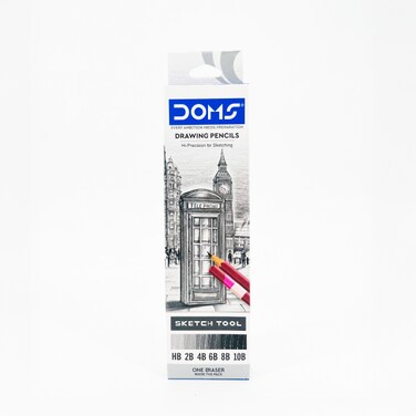 Hi-Precision Drawing Pencil Set 6 Pencils (HB, 2B, 4B, 6B, 8B, 10B) with Eraser