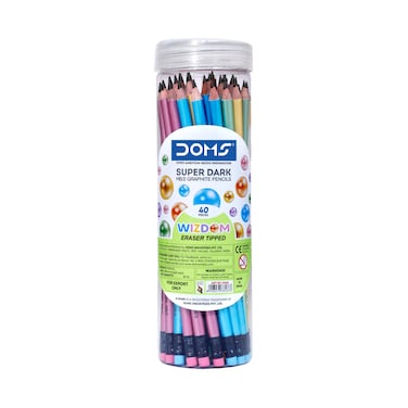 Wizdom Eraser-Tipped HB/2 Graphite Pencils Pack of 40, Multicolor