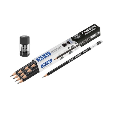 Karbon Eraser-Tipped HB/2 Graphite Pencils Super Dark 12 Pencils with Eras-Ner