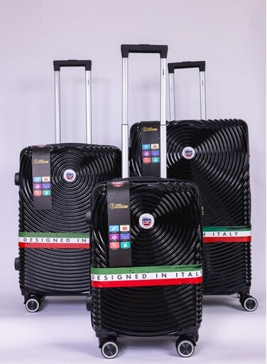 مجموعة 3 حقائب سفر Cruise بمقابض ناعمة وصلبة ومنفذ USB وقفل TSA وعجلات دوارة 360 درجة - حجم كابينة 20 إنش، حجم متوسط 24 إنش، حجم كبير 28 إنش - أسود
