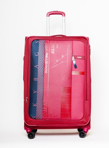 حقيبة سفر Airway Pro ناعمة قابلة للتوسيع مع عربة أمتعة ذات عجلات مزدوجة ناعمة، مادة بوليستر، قفل TSA، مقاس كبير 28 بوصة، أحمر