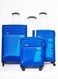 مجموعة رومبا مكونة من 3 حقائب سفر  4W شارع (E)  عربات دوارة ذات جوانب ناعمة من البوليستر بزاوية 360 درجة و4 عجلات - كابينة - 20 بوصة  متوسط-24 بوصة  كبير - 28 بوصة  أزرق