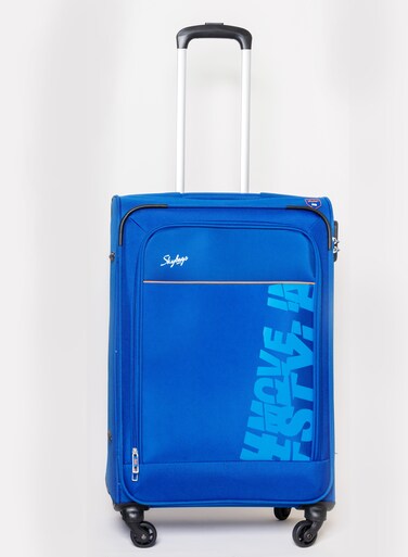 Rhumba Checked Luggage  4W Str (E)  Polyester Soft Sided 360&deg; 4 Wheels Spinner Trolleys  Medium-24 Inch -Blue